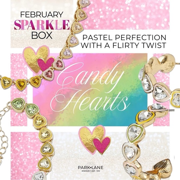 Park Lane CANDY HEARTS Bracelet Sparkle Box February Pastel Enamel NWT NIB - Picture 2 of 5